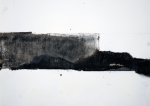Dark Island II . Ink, pencil, graphite and burnt ram's skull powder suspended in painting medium on paper . March 2013